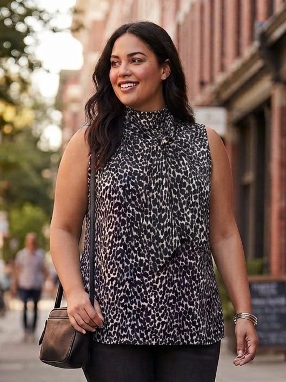 Torrid Animal Print Sleeveless Tie-Neck Blouse - Size 0 (L/12)